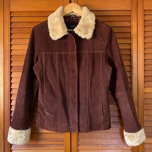 Vintage Y2K Rue 21 Jacket Size Large 100% Leather Penny Lane Faux Fur Trim